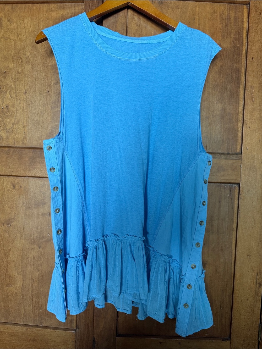 Anthropologie Pilcro Sleeveless Blue Ruffle Hem Women's Top